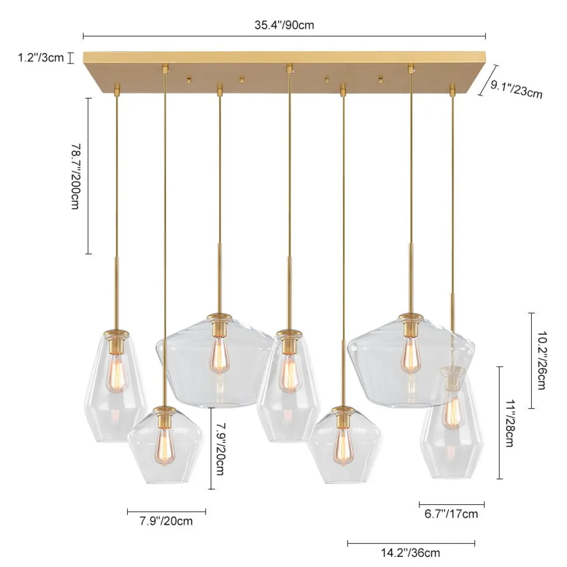 7-light Cluster Kitchen Island Pendant Lighting