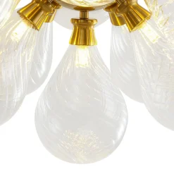 18-Light Cluster Ribbed Glass Globe Bubble Chandelier