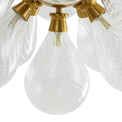 18-Light Cluster Ribbed Glass Globe Bubble Chandelier