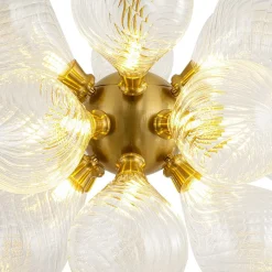 18-Light Cluster Ribbed Glass Globe Bubble Chandelier