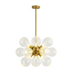 18-Light Cluster Ribbed Glass Globe Bubble Chandelier