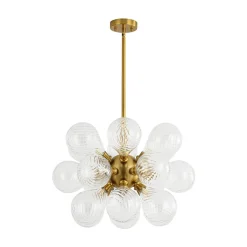 18-Light Cluster Ribbed Glass Globe Bubble Chandelier