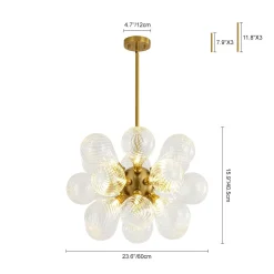 18-Light Cluster Ribbed Glass Globe Bubble Chandelier