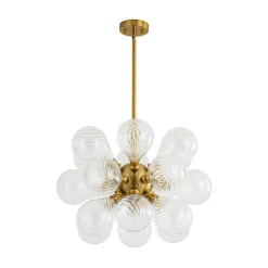 18-Light Cluster Ribbed Glass Globe Bubble Chandelier