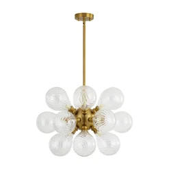 18-Light Cluster Ribbed Glass Globe Bubble Chandelier