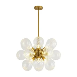18-Light Cluster Ribbed Glass Globe Bubble Chandelier