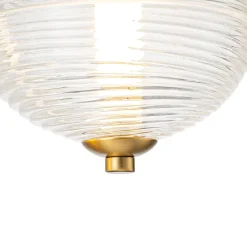 5-Light Cluster Ribbed Glass LED Round Entryway Chandelier