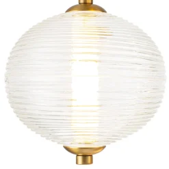 5-Light Cluster Ribbed Glass LED Round Entryway Chandelier