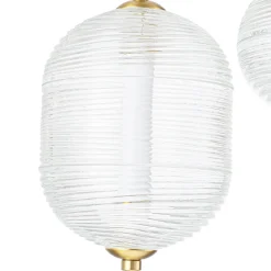5-Light Cluster Ribbed Glass LED Round Entryway Chandelier