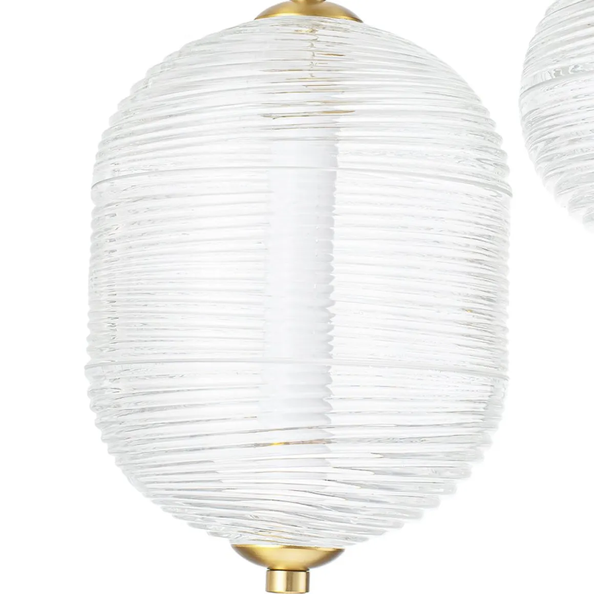 5-Light Cluster Ribbed Glass LED Round Entryway Chandelier