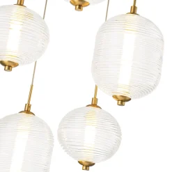 5-Light Cluster Ribbed Glass LED Round Entryway Chandelier
