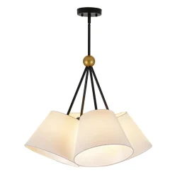 4-Light Cluster White Fabric Cone Shade Chandelier