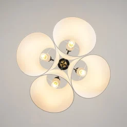 4-Light Cluster White Fabric Cone Shade Chandelier