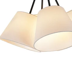 4-Light Cluster White Fabric Cone Shade Chandelier