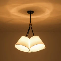 4-Light Cluster White Fabric Cone Shade Chandelier