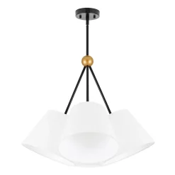 4-Light Cluster White Fabric Cone Shade Chandelier