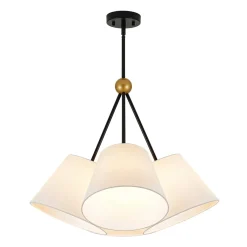 4-Light Cluster White Fabric Cone Shade Chandelier