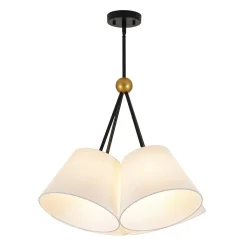 4-Light Cluster White Fabric Cone Shade Chandelier