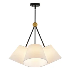 4-Light Cluster White Fabric Cone Shade Chandelier