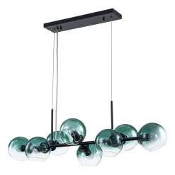 8-Light Color Tinted Glass Globe Bubble Linear Island Chandelier