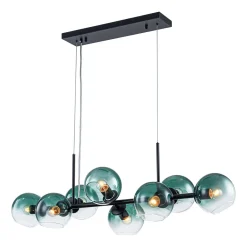 8-Light Color Tinted Glass Globe Bubble Linear Island Chandelier