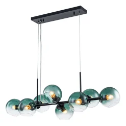 8-Light Color Tinted Glass Globe Bubble Linear Island Chandelier