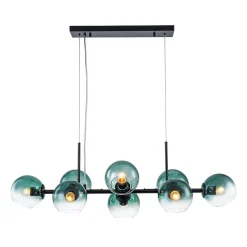 8-Light Color Tinted Glass Globe Bubble Linear Island Chandelier