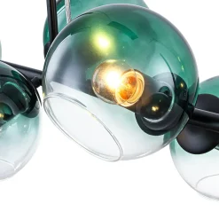 8-Light Color Tinted Glass Globe Bubble Linear Island Chandelier