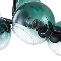 8-Light Color Tinted Glass Globe Bubble Linear Island Chandelier