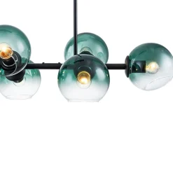 8-Light Color Tinted Glass Globe Bubble Linear Island Chandelier
