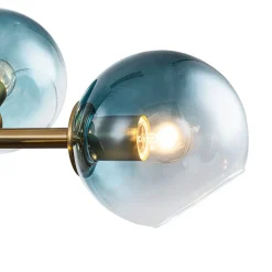 8-Light Color Tinted Glass Globe Bubble Linear Island Chandelier
