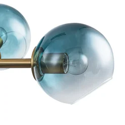 8-Light Color Tinted Glass Globe Bubble Linear Island Chandelier