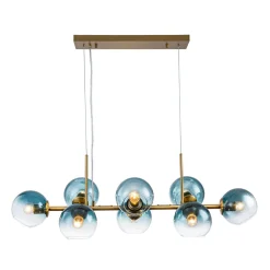 8-Light Color Tinted Glass Globe Bubble Linear Island Chandelier