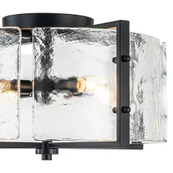 4-Light Contemporary Clear Textured Glass Drum Flush Mount