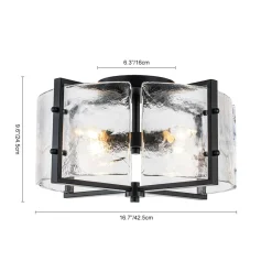 4-Light Contemporary Clear Textured Glass Drum Flush Mount
