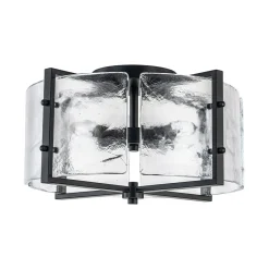 4-Light Contemporary Clear Textured Glass Drum Flush Mount