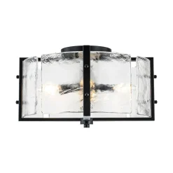4-Light Contemporary Clear Textured Glass Drum Flush Mount
