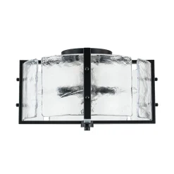 4-Light Contemporary Clear Textured Glass Drum Flush Mount