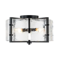 4-Light Contemporary Clear Textured Glass Drum Flush Mount
