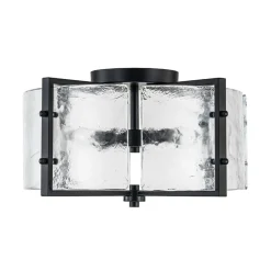 4-Light Contemporary Clear Textured Glass Drum Flush Mount