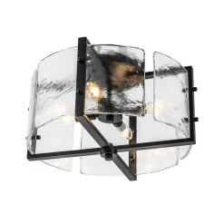 4-Light Contemporary Clear Textured Glass Drum Flush Mount