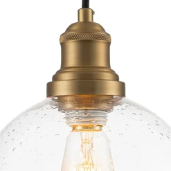 1-Light Corded Seeded Glass Globe Kitchen Pendant Light