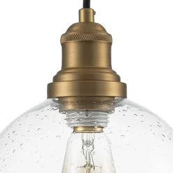 1-Light Corded Seeded Glass Globe Kitchen Pendant Light