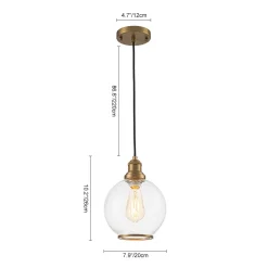 1-Light Corded Seeded Glass Globe Kitchen Pendant Light