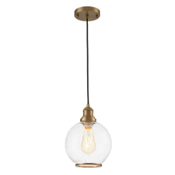 1-Light Corded Seeded Glass Globe Kitchen Pendant Light