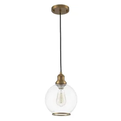 1-Light Corded Seeded Glass Globe Kitchen Pendant Light