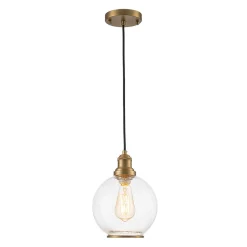 1-Light Corded Seeded Glass Globe Kitchen Pendant Light