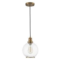 1-Light Corded Seeded Glass Globe Kitchen Pendant Light