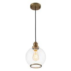 1-Light Corded Seeded Glass Globe Kitchen Pendant Light