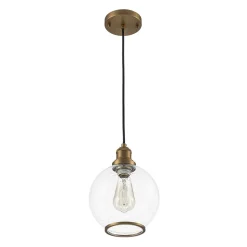 1-Light Corded Seeded Glass Globe Kitchen Pendant Light